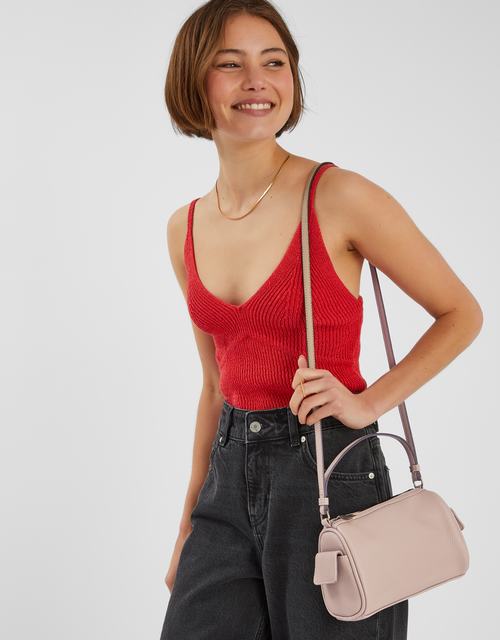 Faux Leather Crossbody Bag Brown