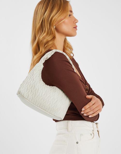 Ruched Faux Leather Handbag