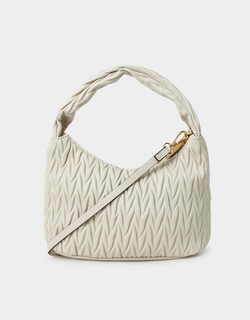 Ruched Faux Leather Handbag