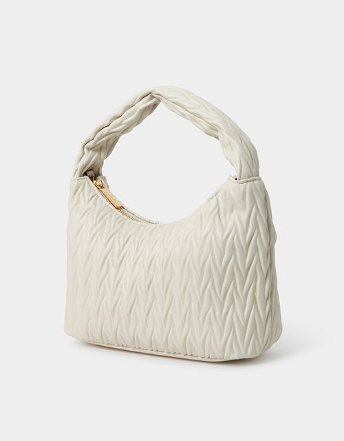 Ruched Faux Leather Handbag