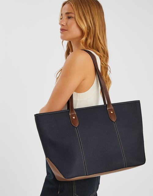 Two Tone Zip Tote Bag