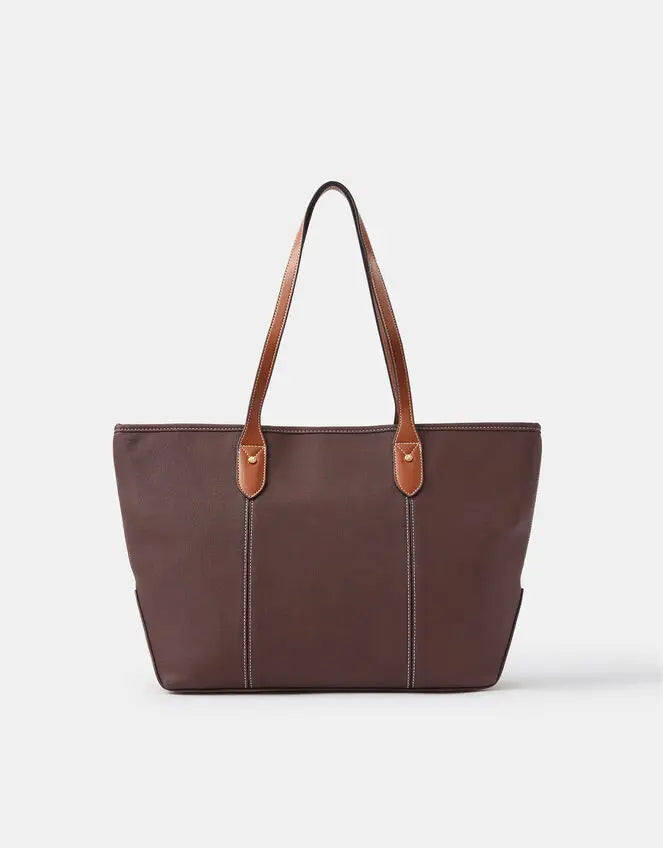 ZIP TOP TOTE - Chocolate