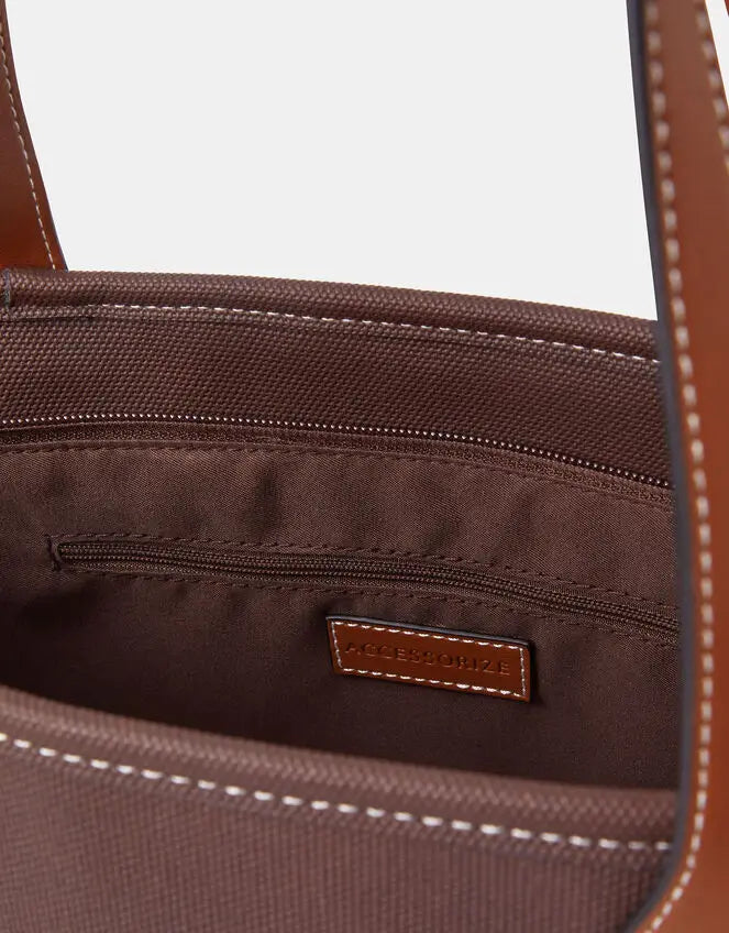 ZIP TOP TOTE - Chocolate