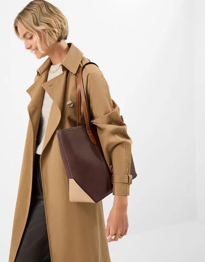 ZIP TOP TOTE - Chocolate