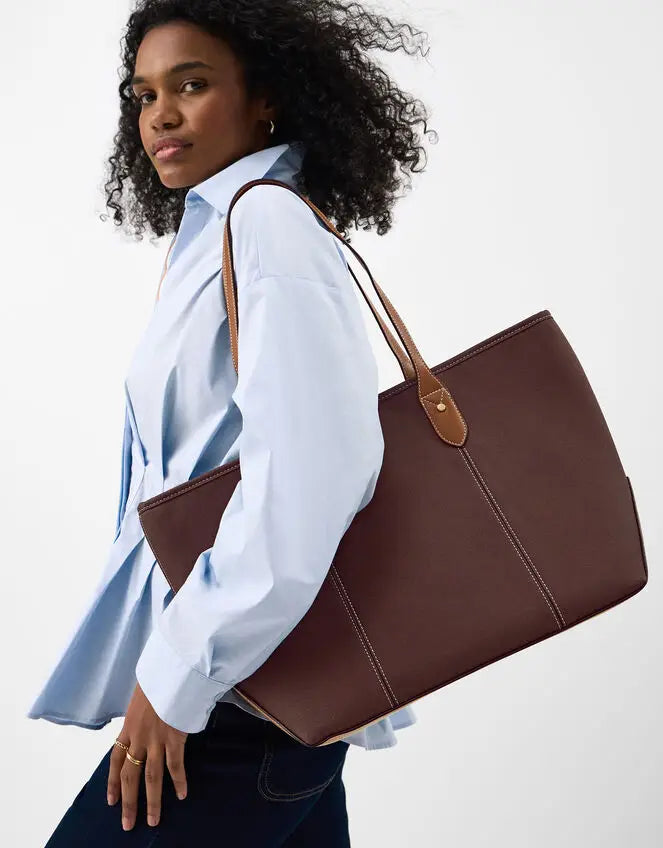 ZIP TOP TOTE - Chocolate