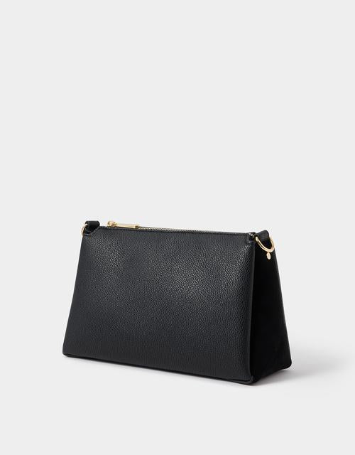 Webbing Strap Suedette Crossbody Bag Black