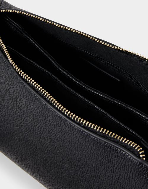 Webbing Strap Suedette Crossbody Bag Black