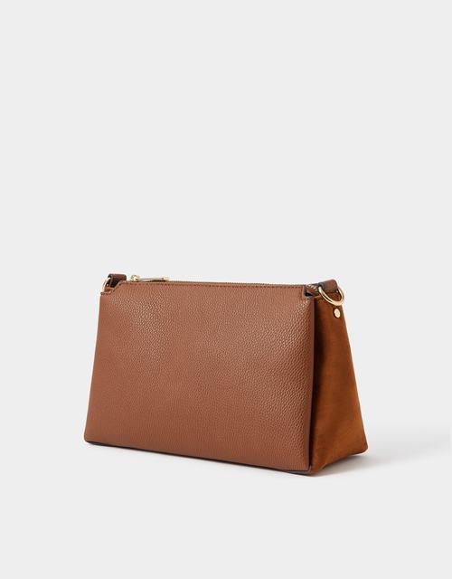 Webbing Strap Suedette Crossbody Bag Black