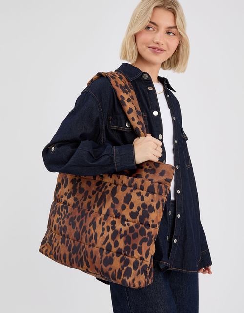Animal Print Quilted Shopper Bag