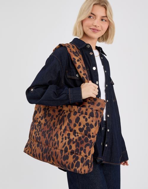 Animal Print Quilted Shopper Bag