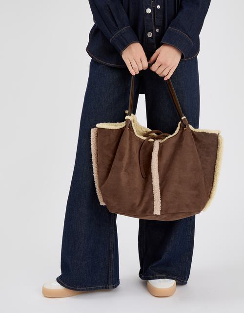 Reversible Borg Shoulder Bag