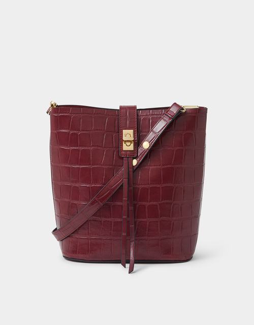 Faux Croc Bucket Bag