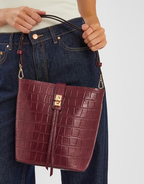 Faux Croc Bucket Bag