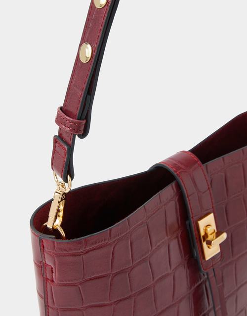 Faux Croc Bucket Bag