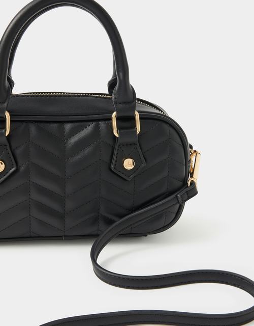 Chevron Quilted Crossbody Handbag Black