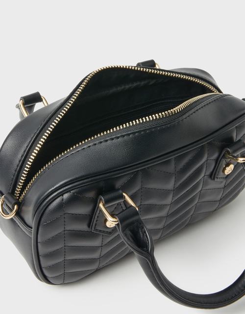 Chevron Quilted Crossbody Handbag Black