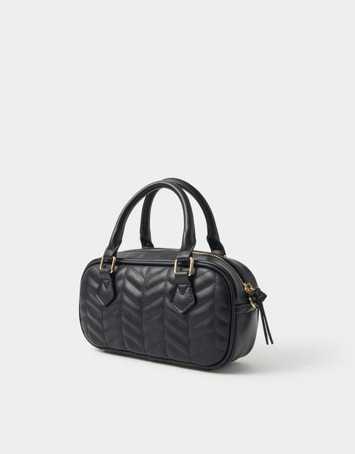 Chevron Quilted Crossbody Handbag Black