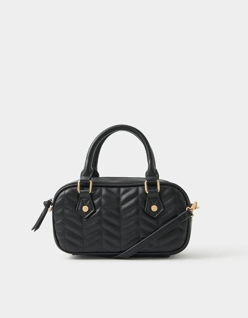 Chevron Quilted Crossbody Handbag Black