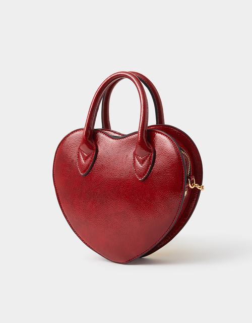 Patent Heart Crossbody Handbag  Red