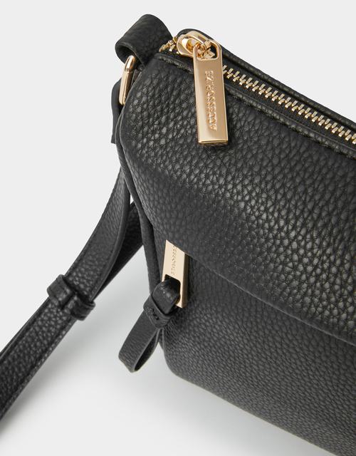 Zip Front Crossbody Bag Black