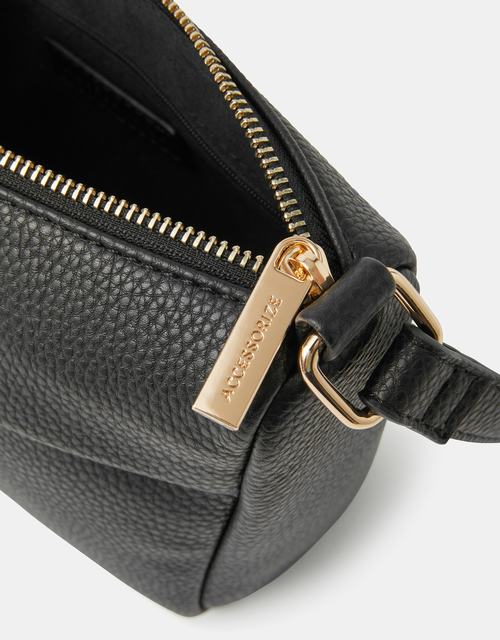 Zip Front Crossbody Bag Black
