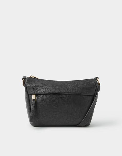 Zip Front Crossbody Bag Black