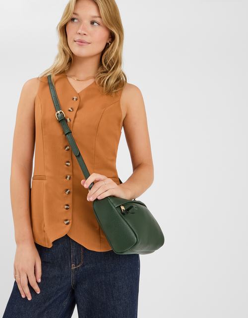 Zip Front Crossbody Bag Black