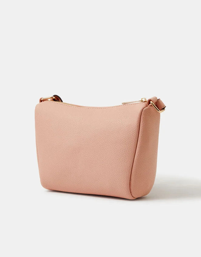 Zip Front Crossbody Bag Pink