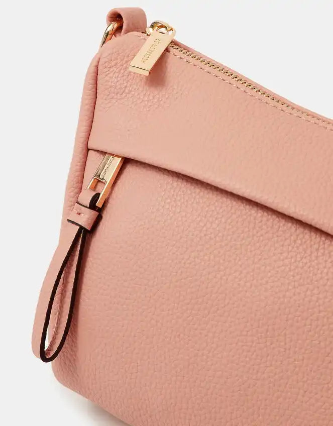 Zip Front Crossbody Bag Pink
