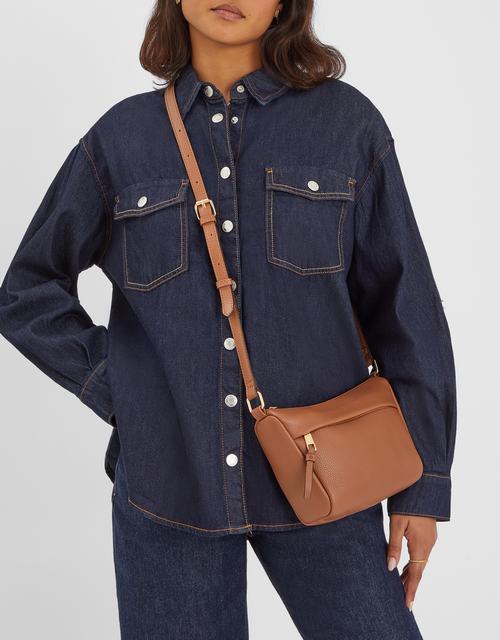 Zip Front Crossbody Bag Black