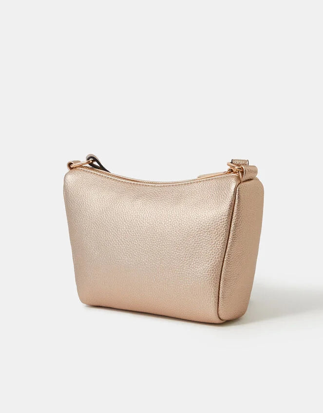 Zip Front Crossbody Bag Gold