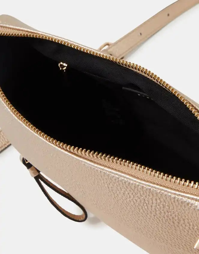 Zip Front Crossbody Bag Gold