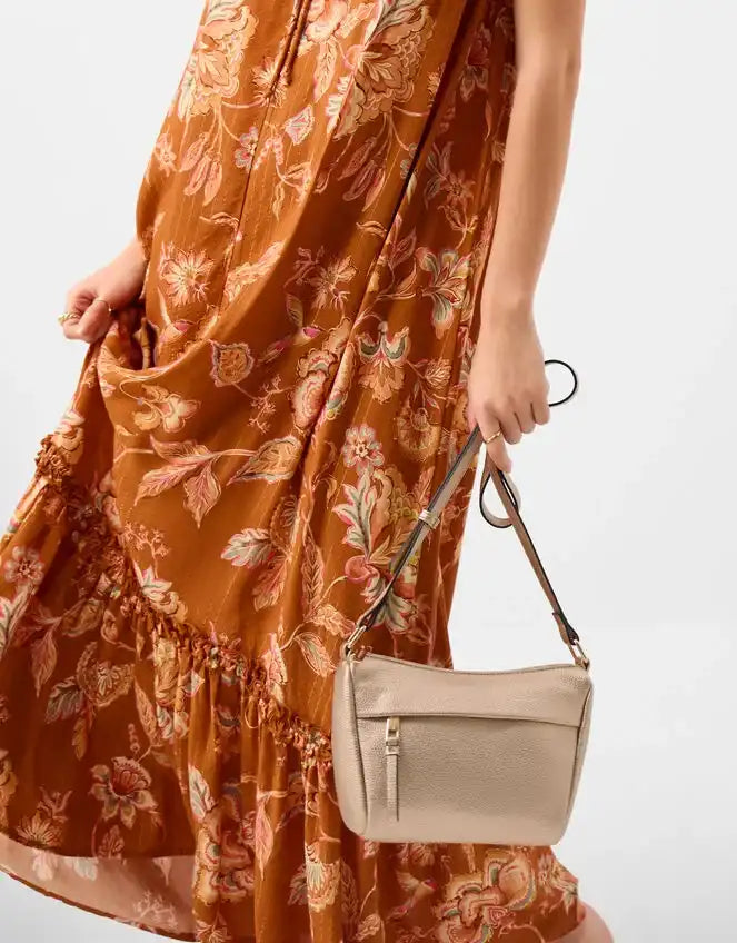 Zip Front Crossbody Bag Gold