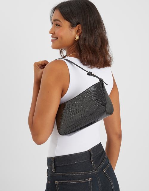 Faux Croc Shoulder Bag