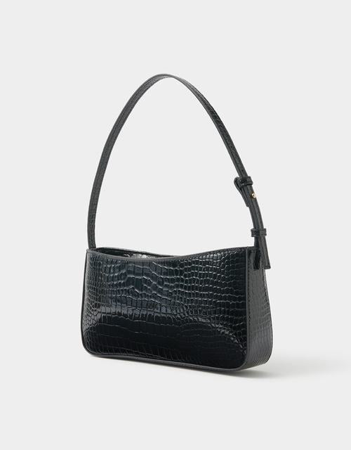 Faux Croc Shoulder Bag