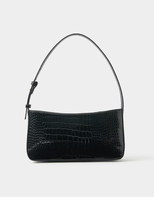 Faux Croc Shoulder Bag