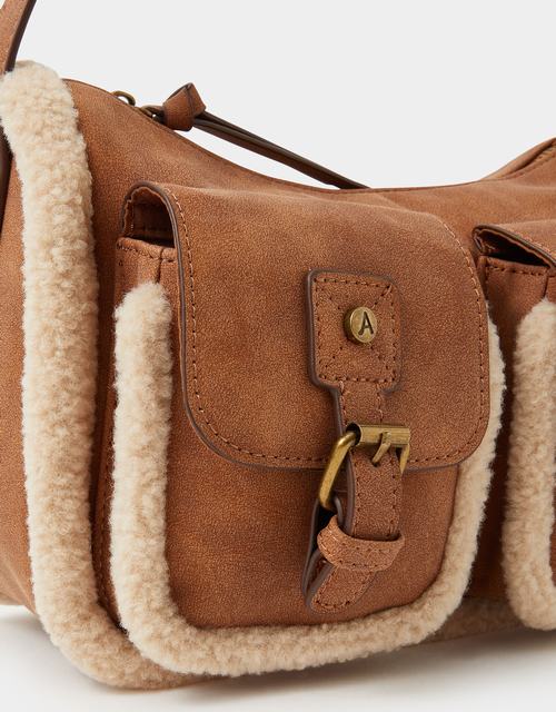 Faux Shearling Pocket Shoulder Bag