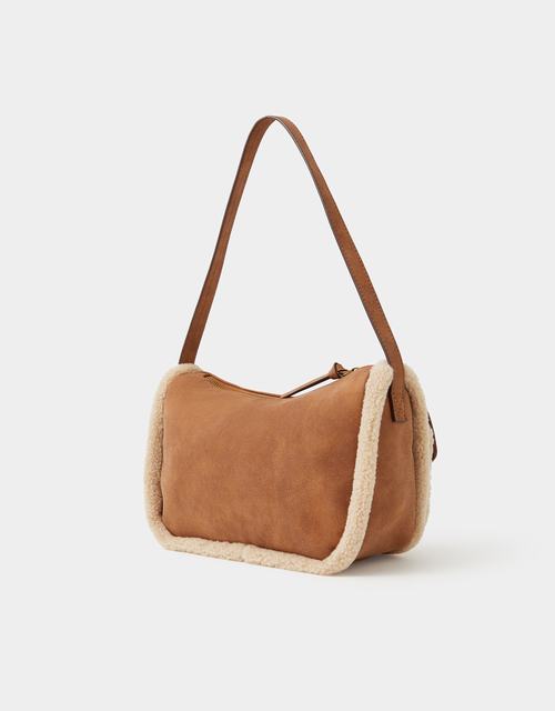 Faux Shearling Pocket Shoulder Bag