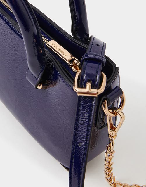 Patent Crossbody Handbag Blue