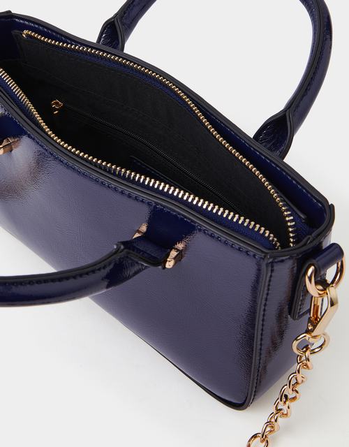 Patent Crossbody Handbag Blue