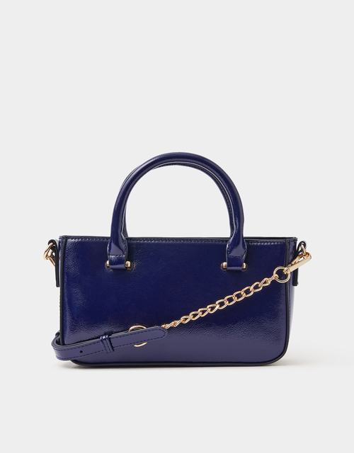 Patent Crossbody Handbag Blue