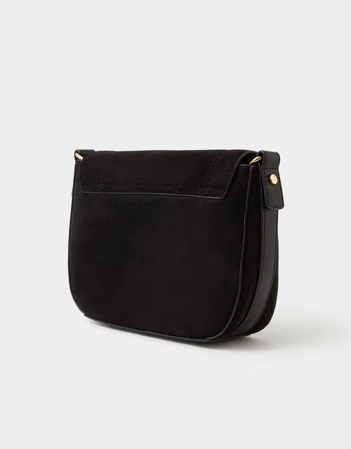 Saddle Buckle Crossbody Bag Black