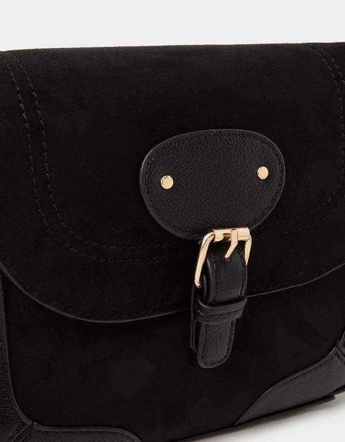 Saddle Buckle Crossbody Bag Black