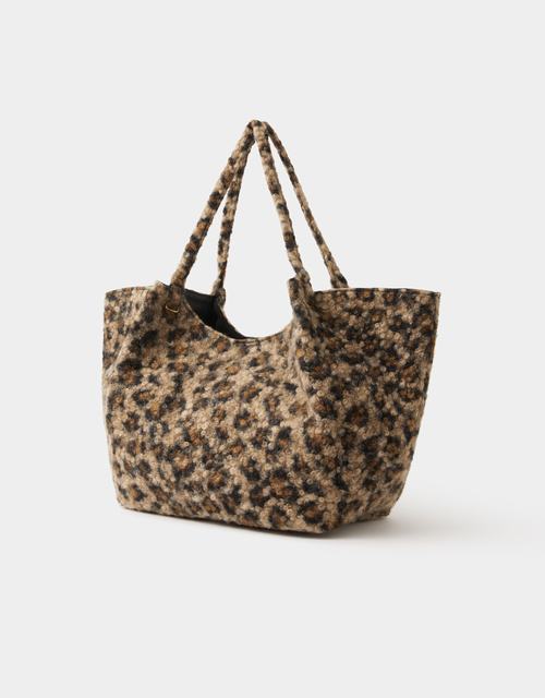 Leopard Print Teddy Shoulder Bag