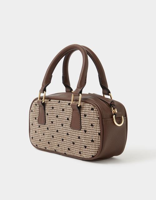 Heart Houndstooth Bowler Bag