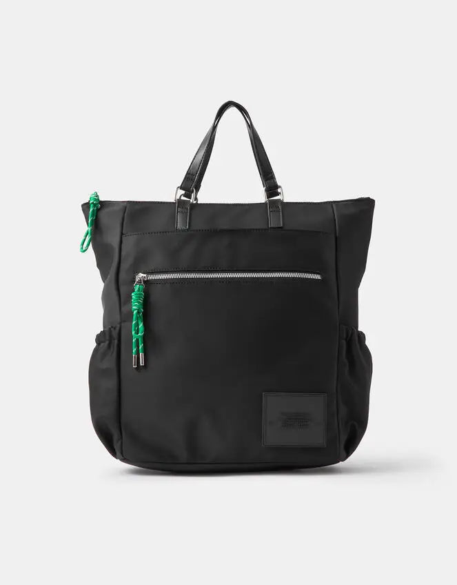 NYLON HANDLE BACKPACK - BLACK