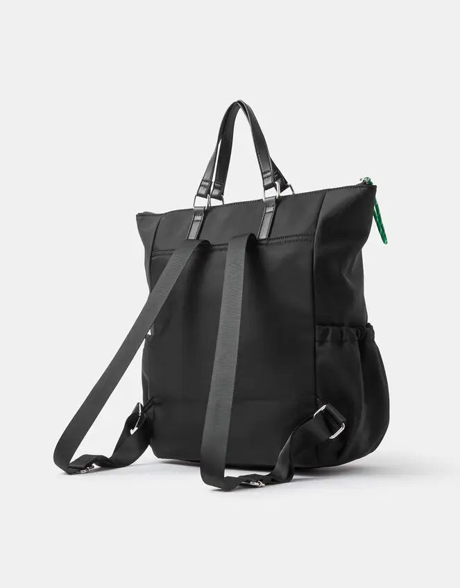NYLON HANDLE BACKPACK - BLACK