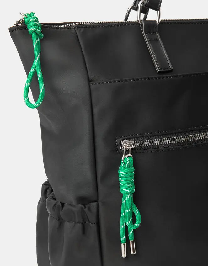 NYLON HANDLE BACKPACK - BLACK