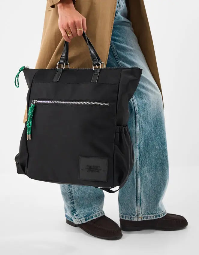 NYLON HANDLE BACKPACK - BLACK