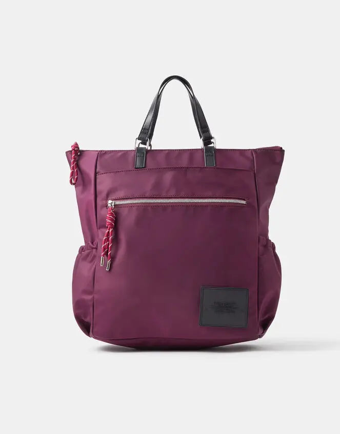 NYLON HANDLE BACKPACK - Berry